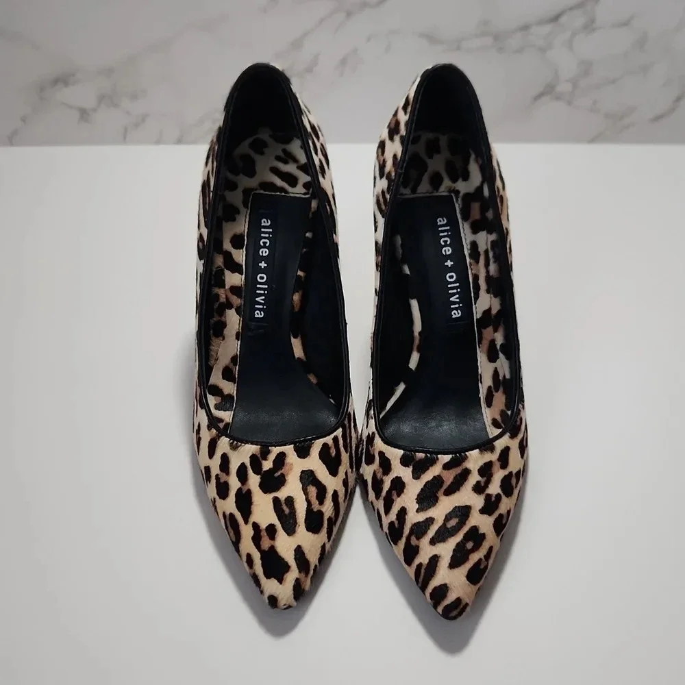 Alice & Olivia | Creda Leopard Print Calf Hair Stiletto Pumps - Size 6.5